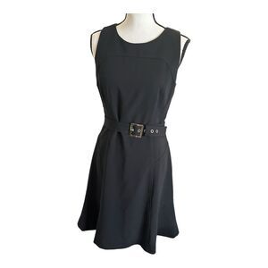 White House‎ Black Market Black Sleeveless Dress Size 10 Adjustable Belt Waist